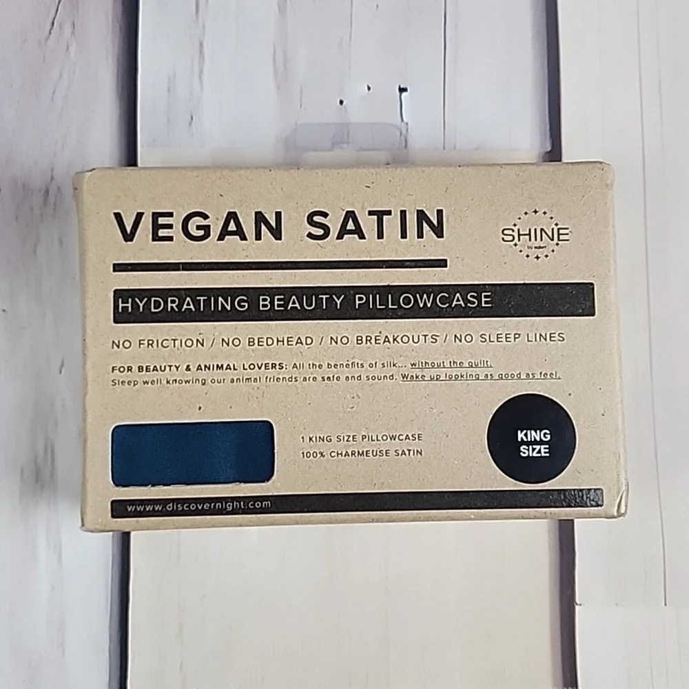 NEW In Box Teal Shine By Night Vegan Satin Hydrating Beauty Pillowcase King Size